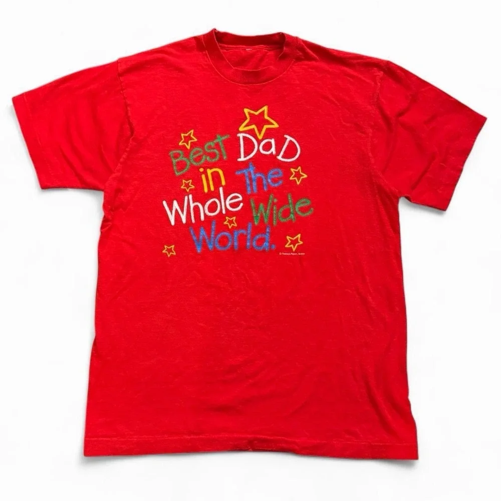 Vintage Best Dad In The Whole Wide World T-Shirt Single Stitch Made In USA